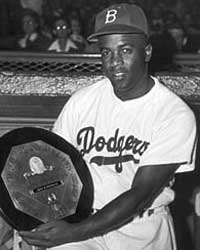The Jackie Robinson Award trophy presented to the National League